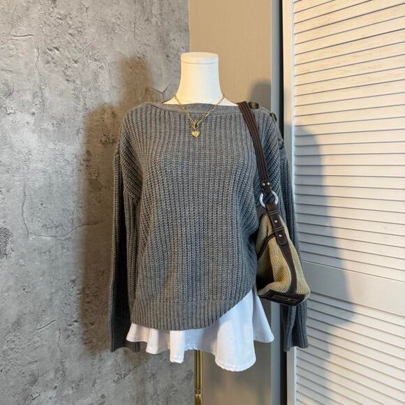Grey Time and Tru Sweater With Buttons - Picture 1 of 7